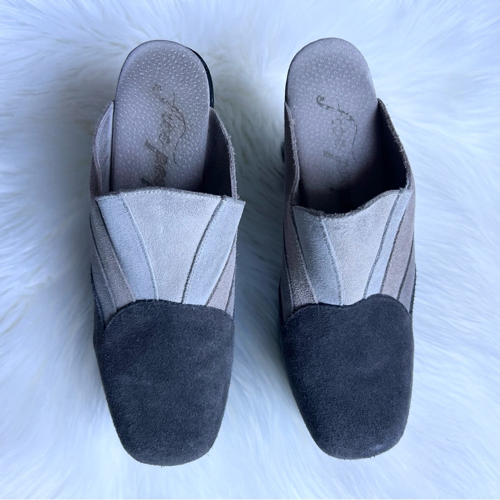 Platform Mule Clog in Two-Tone Gray Suede - Picture 2 of 15